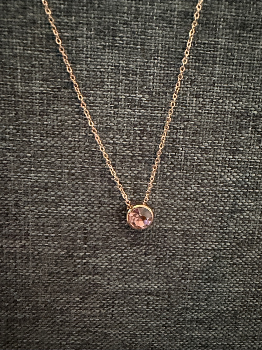 Neiman Marcus Rose Gold Necklace with Pink Crystal Pendant